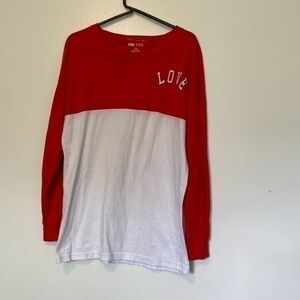 ON FIRE red and white LOVE long sleeve cotton shirt 1X
